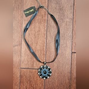 Blue and Black Flower Necklace